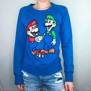 Super Mario Bros. 3 Vintage Sweater Long Sleeve Graphic Medium Nintendo Juniors